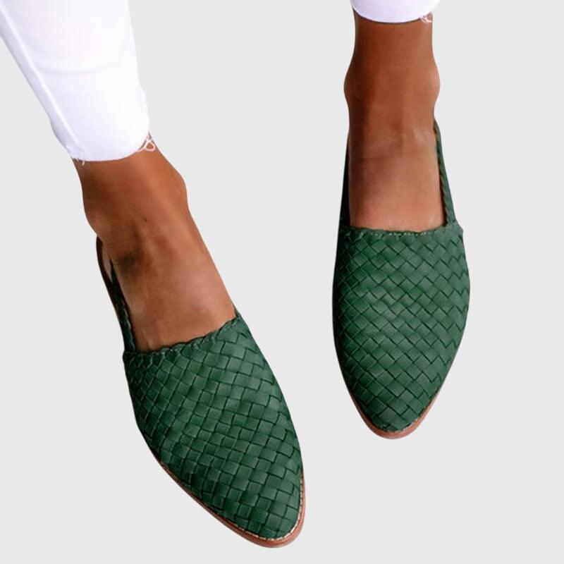 Sandales Plates Cuir Tressé Femme