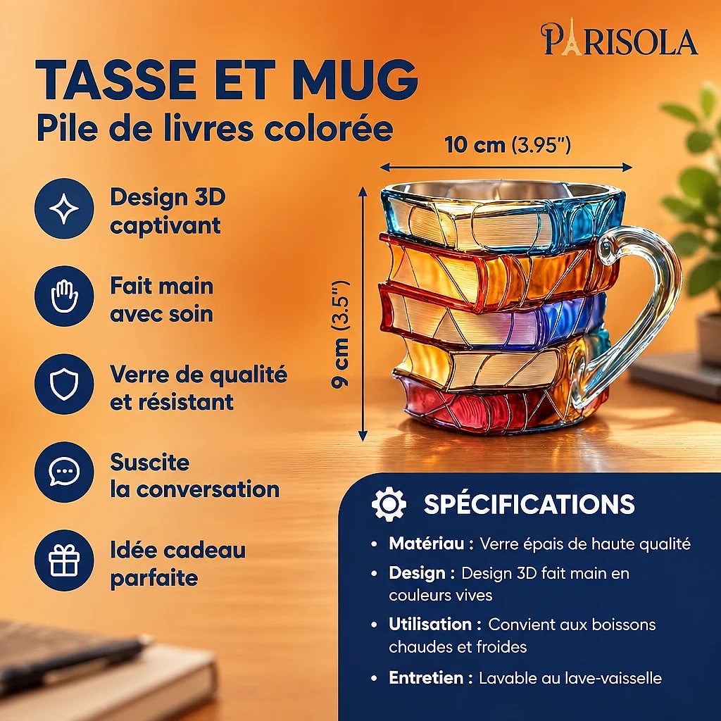 Tasse Résine Design Livre 3D