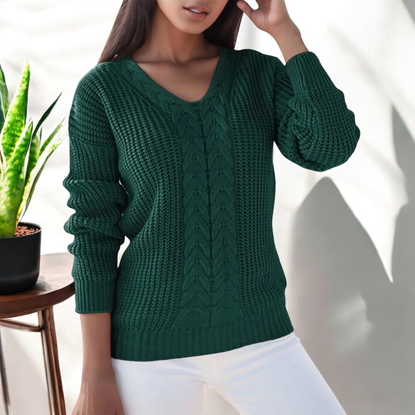 Pull tricoté femme maille douce manches longues coupe semi-ajustée