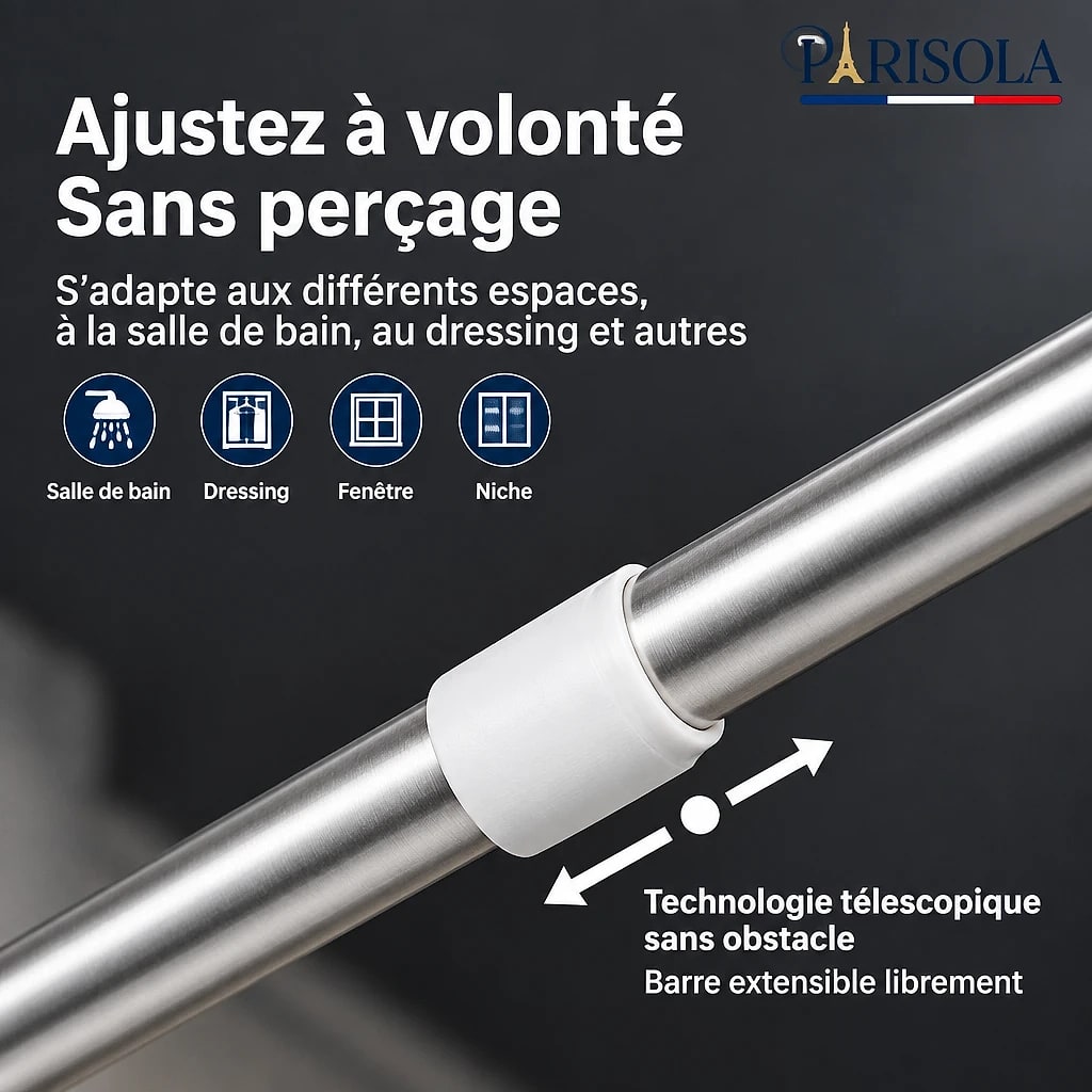 Tringle Réglable Sans Perçage Inox