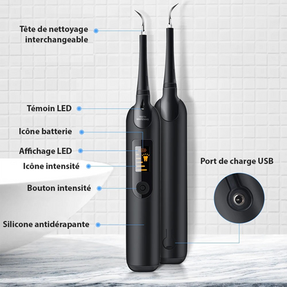 Détartreur dentaire électrique ultrasons IPX6 5 niveaux USB