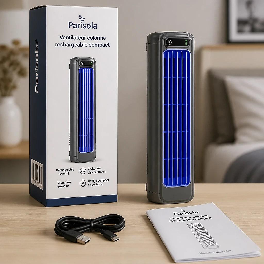 Ventilateur Colonne Rechargeable Compact