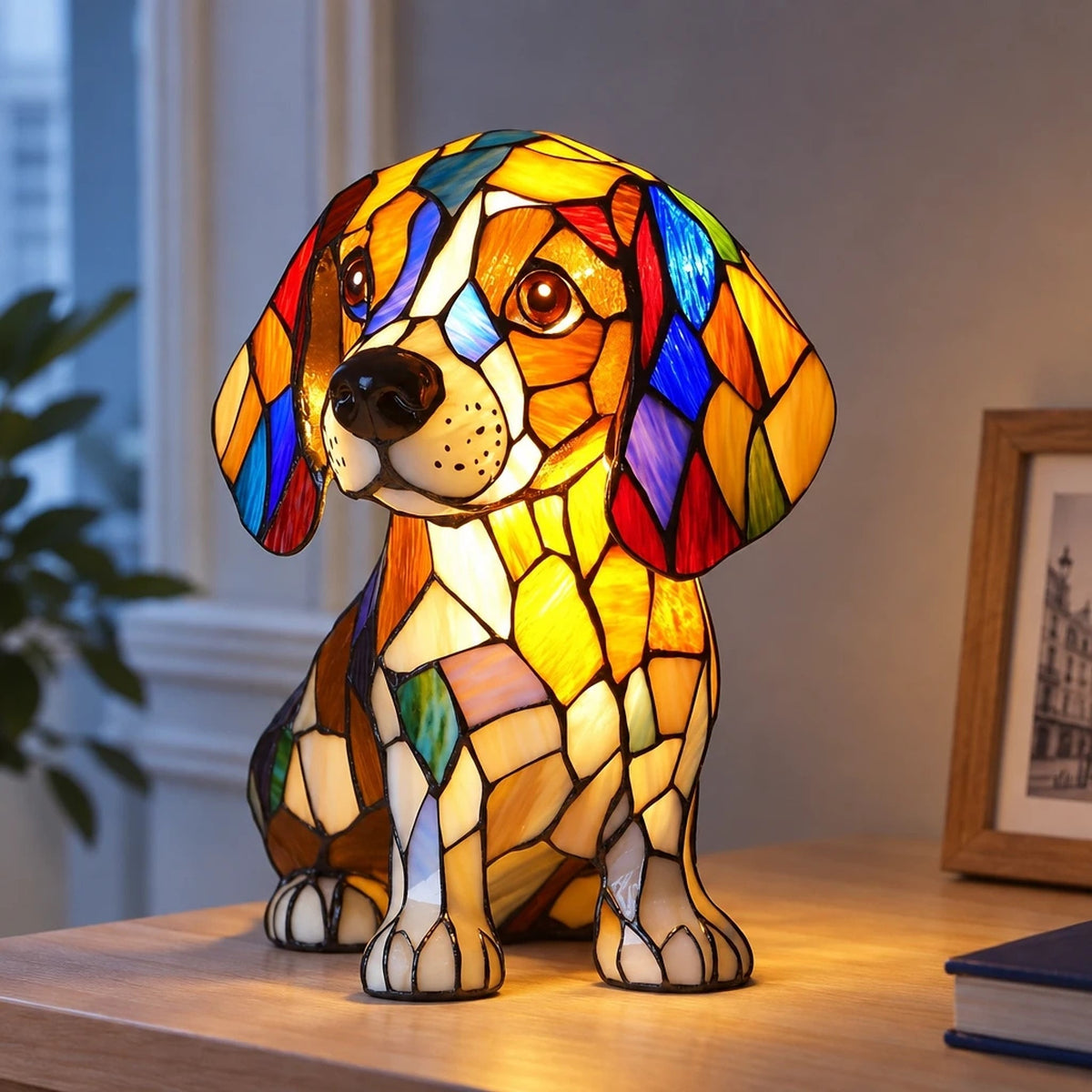Veilleuse Chien Design Vitrail USB