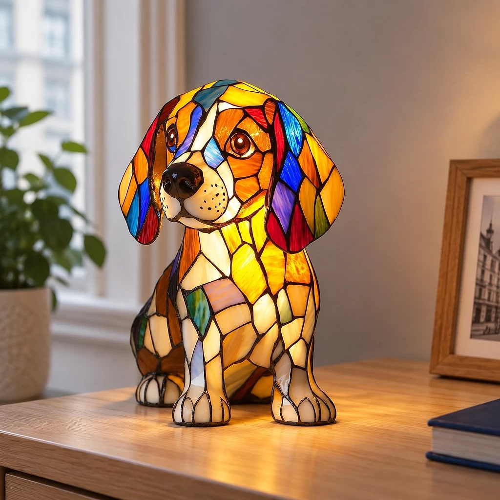 Veilleuse Chien Design Vitrail USB