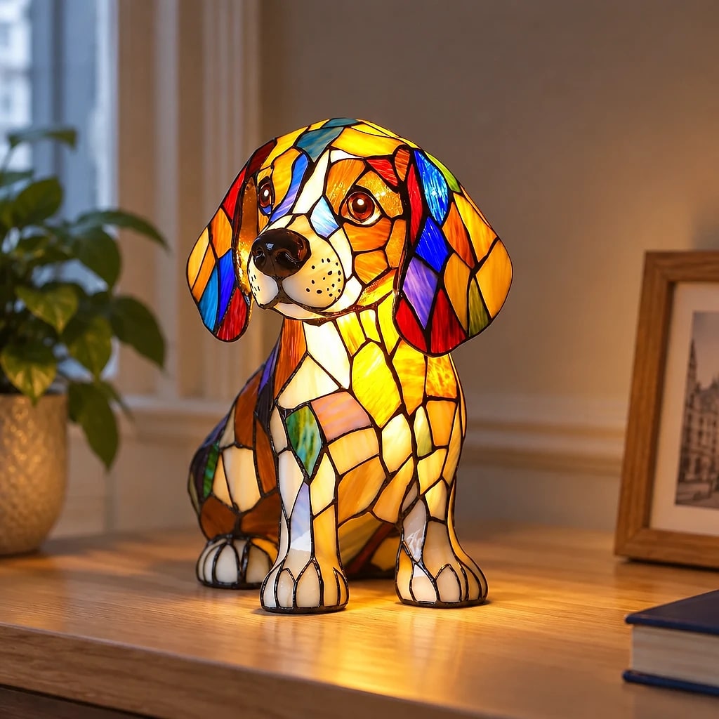 Veilleuse Chien Design Vitrail USB