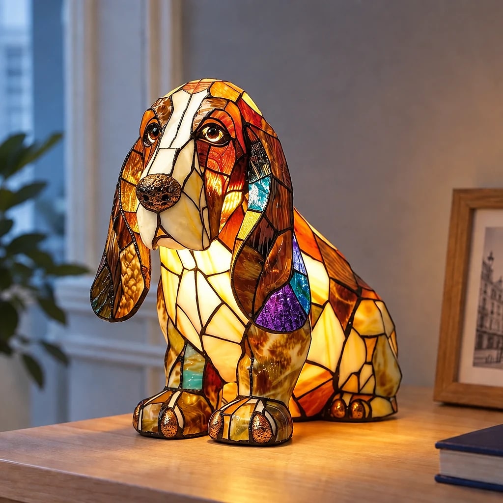 Veilleuse Chien Design Vitrail USB