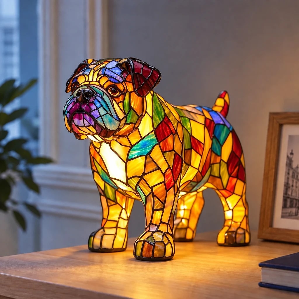 Veilleuse Chien Design Vitrail USB