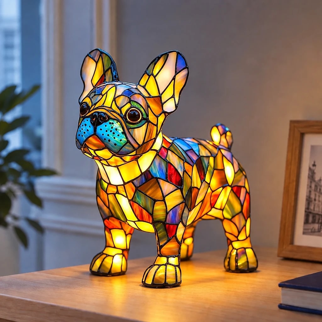Veilleuse Chien Design Vitrail USB