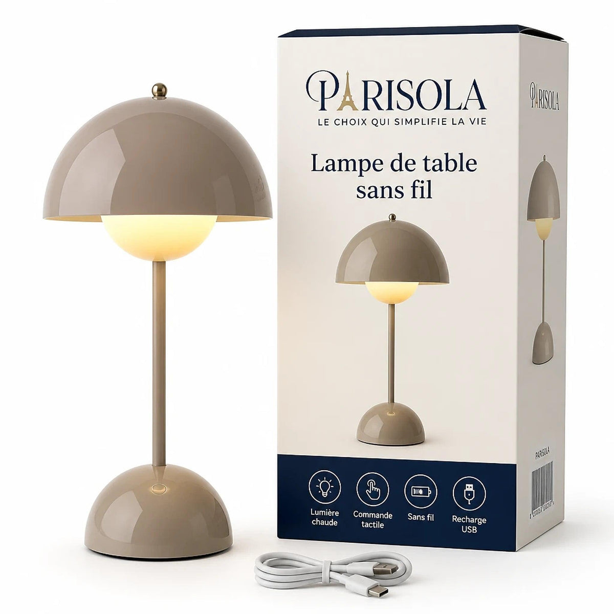 Véloria – Lampe de Chevet Sans Fil