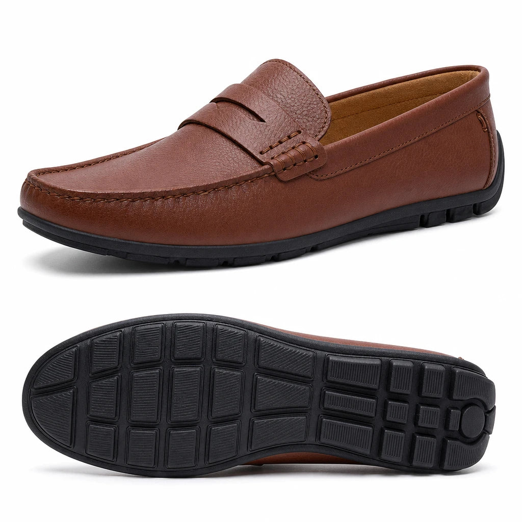 Mocassins homme cuir véritable semelle EVA antidérapante