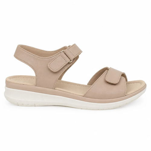 Sandale femme cuir synthétique velcro semelle EVA confortable