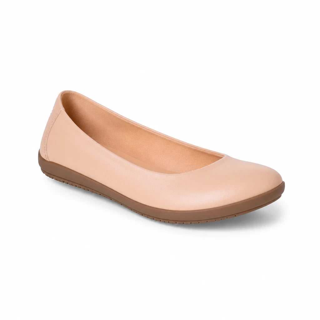 Ballerine femme cuir slip-on semelle caoutchouc antidérapante légère