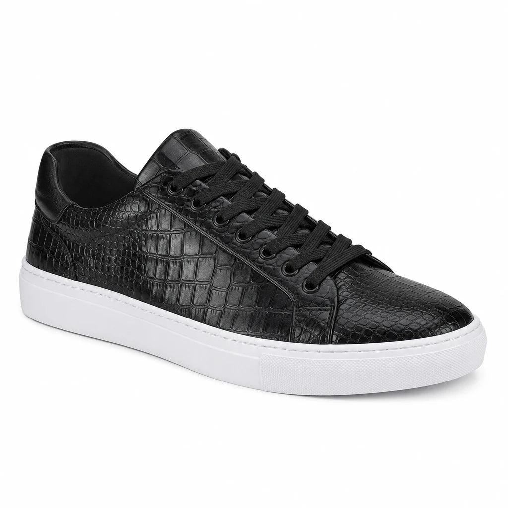 Baskets homme cuir synthétique texturé crocodile semelle caoutchouc