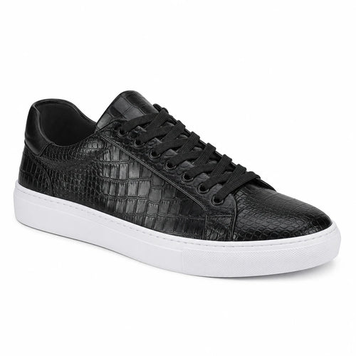 Baskets homme cuir synthétique texturé crocodile semelle caoutchouc