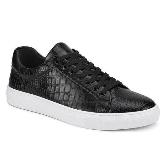 Baskets homme cuir synthétique texturé crocodile semelle caoutchouc