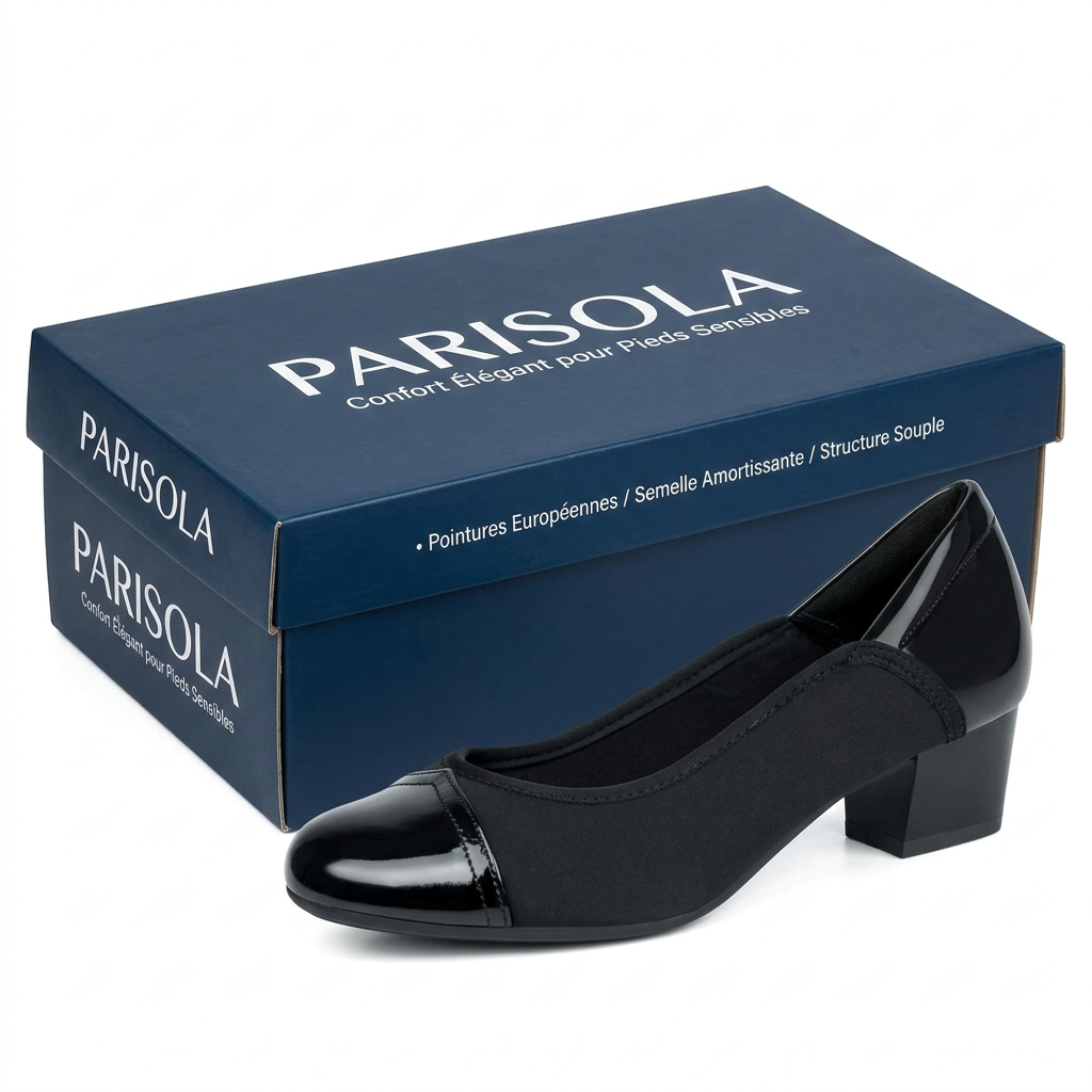 Mocassins femme noirs cuir talon bas semelle caoutchouc confort sans lacets