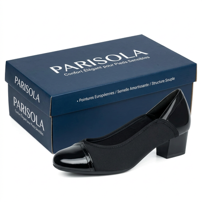 Mocassins femme noirs cuir talon bas semelle caoutchouc confort sans lacets