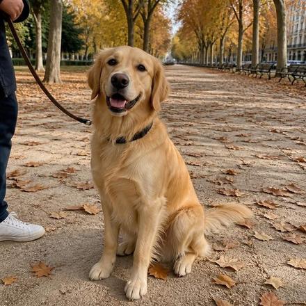 Chien heureux en promenade au parc